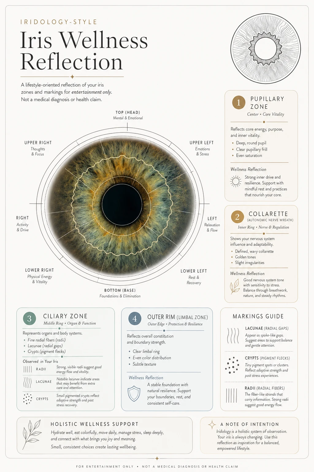 AI iridology eye-chart reading on StoryInColor